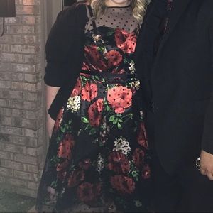 Floral Polkadot Mesh Dress PLUS